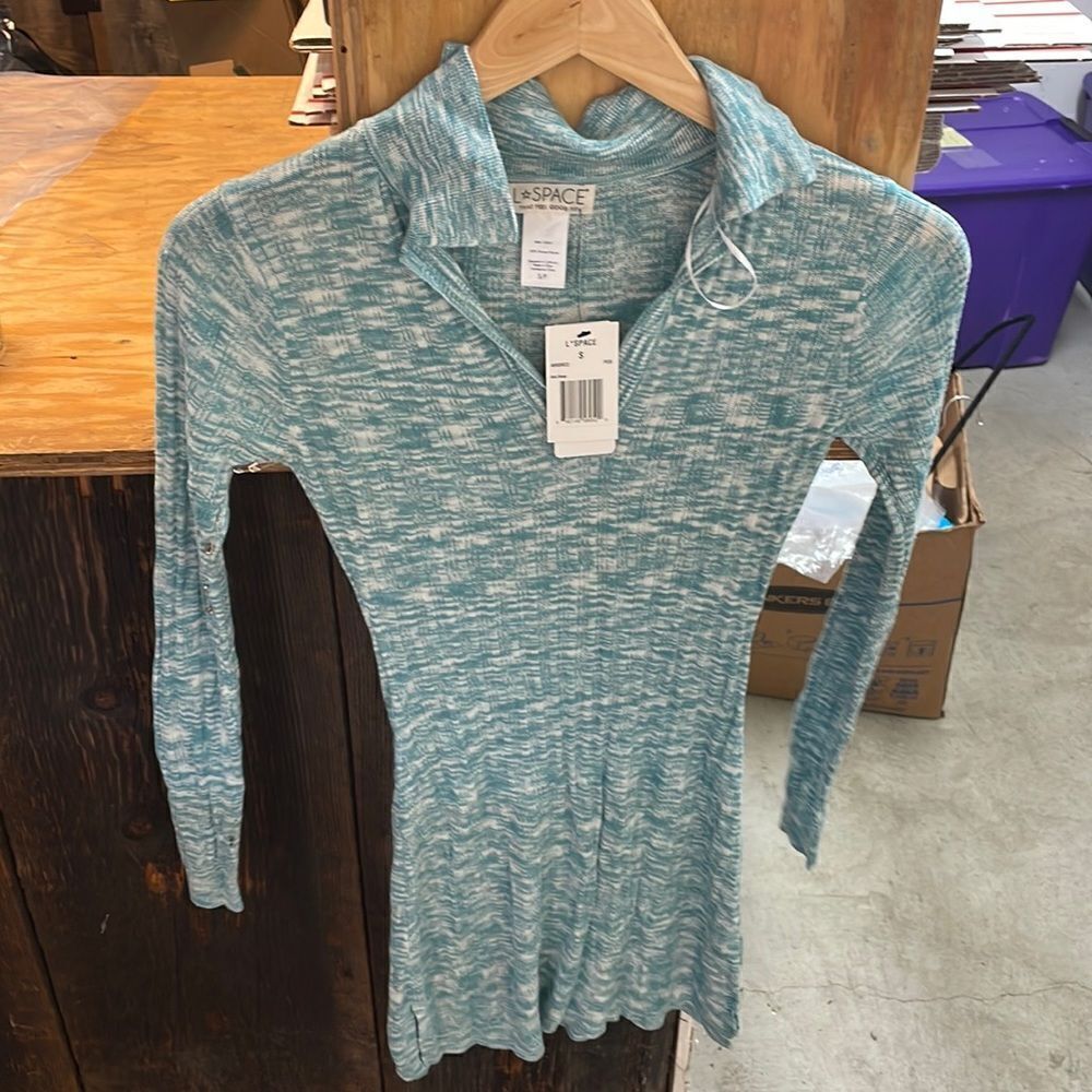 NWT L*Space Woman’s Aria Dress in green and white